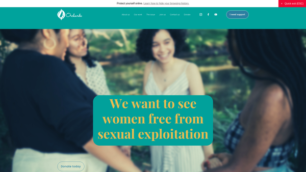 Screenshot of the Orchards website