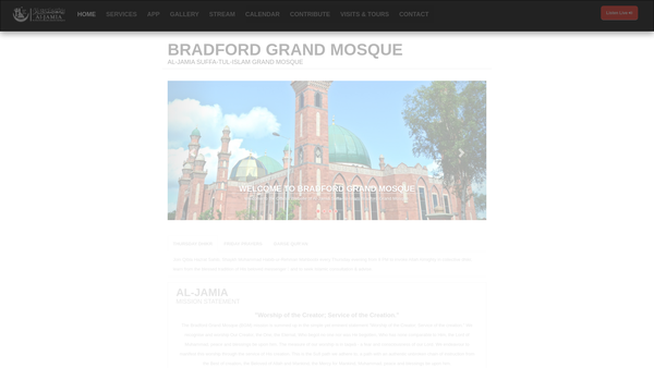 Screenshot of the Al-Jamia Suffa-Tul-Islam Grand Mosque website
