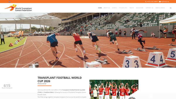 Screenshot of the The World Transplant Games Federation website