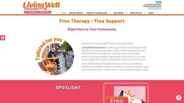 Screenshot of the Living Well UK website