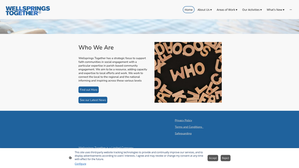 Screenshot of the Wellsprings Together website