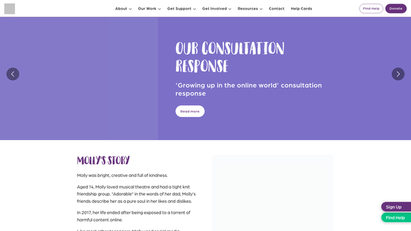 Screenshot of the Molly Rose Foundation website