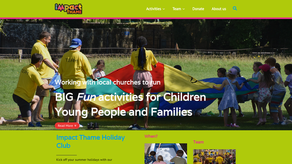 Screenshot of the Impact Thame website