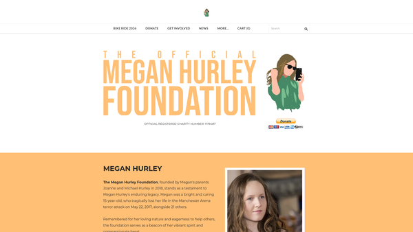 Screenshot of the Megan Hurley Foundation website