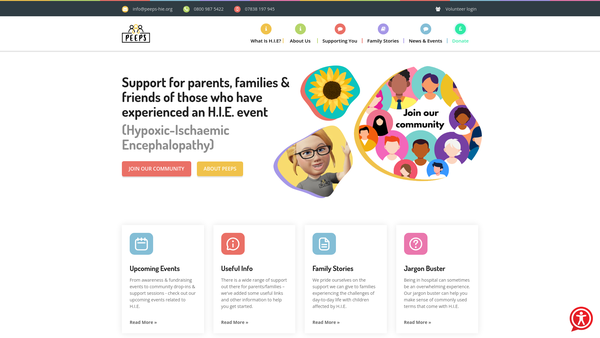 Screenshot of the Peeps website