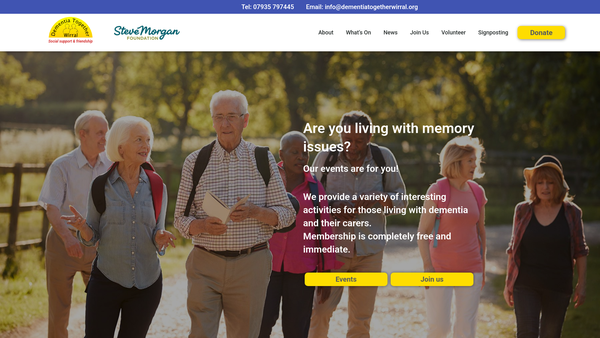Screenshot of the Dementia Together Wirral website