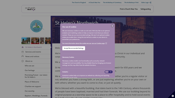 Screenshot of the Northwich Parochial Church Council St Helen,witton. website