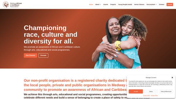 Screenshot of the Medway African And Caribbean Association website