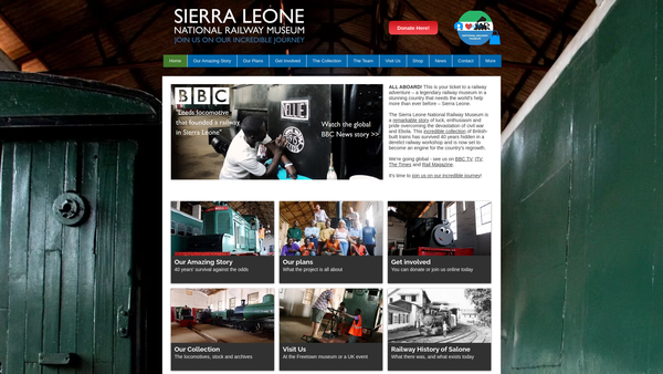Screenshot of the The Friends Of The Sierra Leone National Railway Museum website