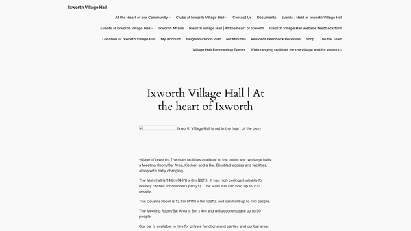 Screenshot of the Jiggens Memorial Village Hall And Playing Field website