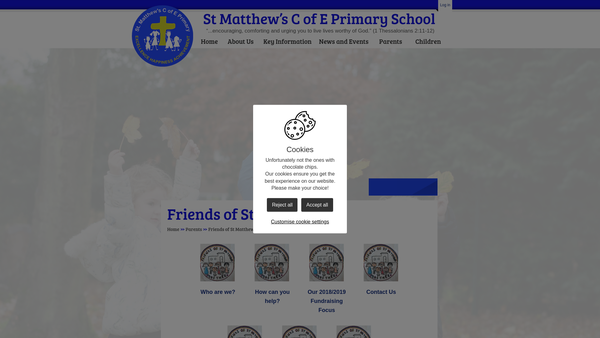 Screenshot of the Friends Of St Matthew's website