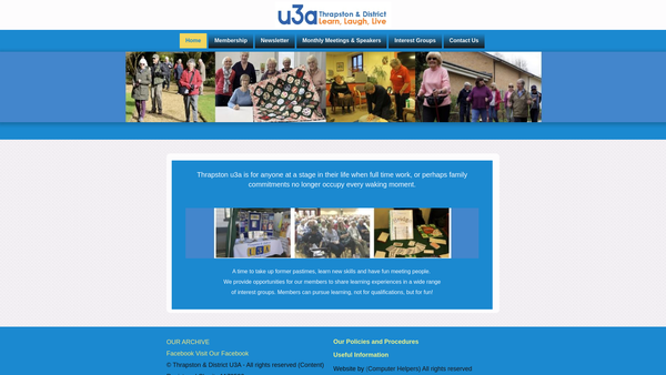 Screenshot of the Thrapston And District U3A website