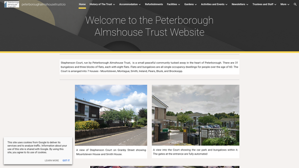 Screenshot of the Peterborough Almshouse Trust CIO website
