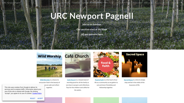 Screenshot of the Newport Pagnell United Reformed Church Charity website