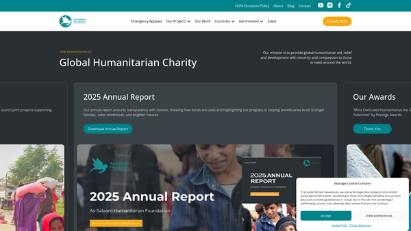 Screenshot of the As-Salaam Humanitarian Foundation website