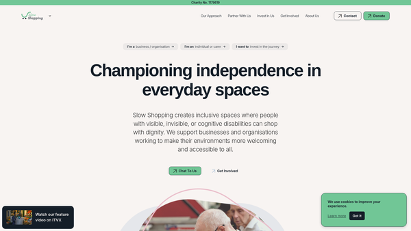Screenshot of the Slow Shopping Ltd website