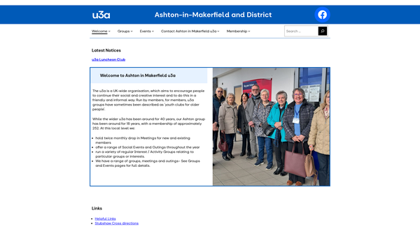 Screenshot of the Ashton In Makerfield And District University Of The Third Age website