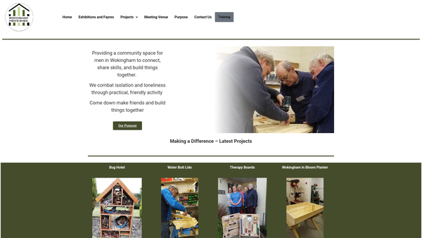 Screenshot of the Wokingham Men's Shed website