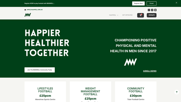 Screenshot of the Manwell website