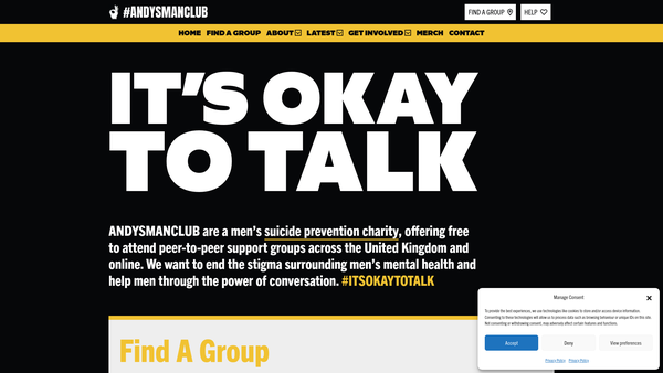 Screenshot of the Andys Man Club Limited website