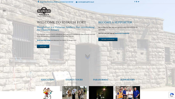 Screenshot of the Slough Fort Preservation Trust website