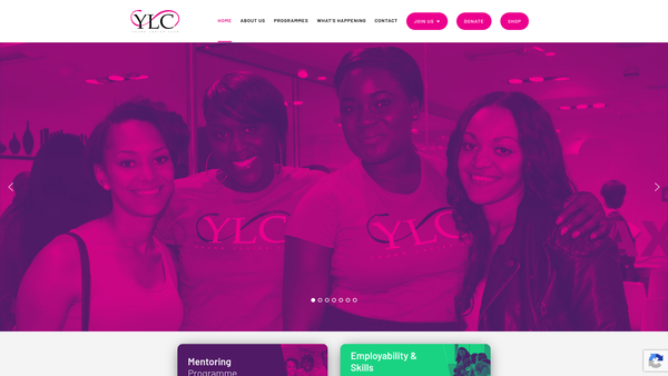Screenshot of the Young Ladies Club website