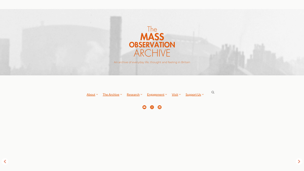 Screenshot of the The Mass Observation Archive website