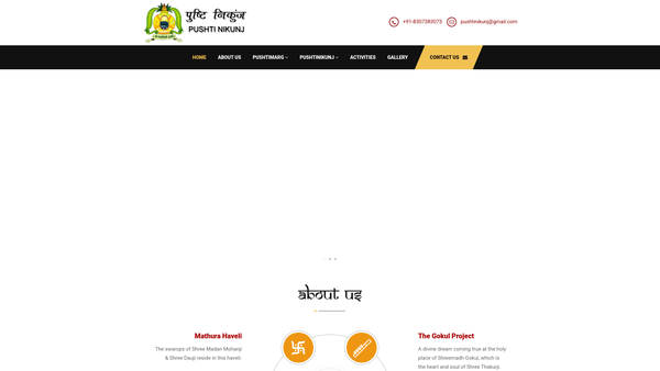 Screenshot of the Pushtinikunj Foundation website