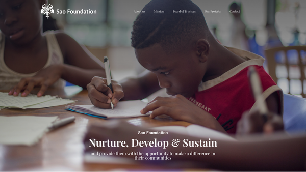 Screenshot of the Sao Foundation website