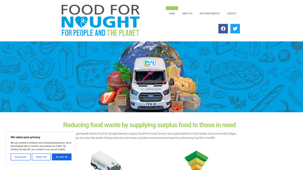 Screenshot of the Food For Nought website
