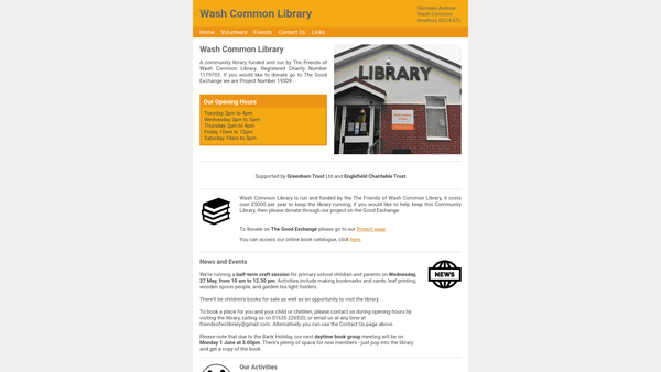Screenshot of the Friends Of Wash Common Library website