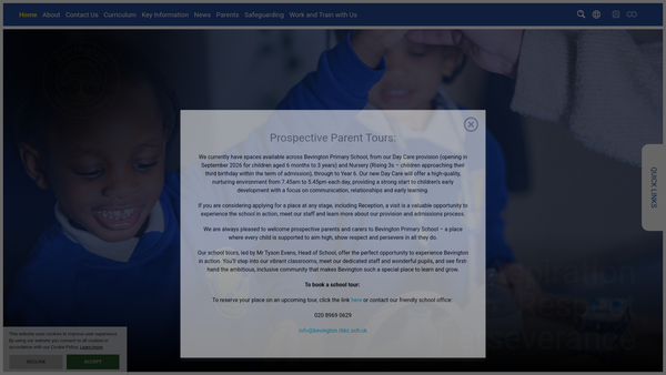 Screenshot of the The Bevington Trust website