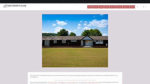 Screenshot of the Cam Sports Club website