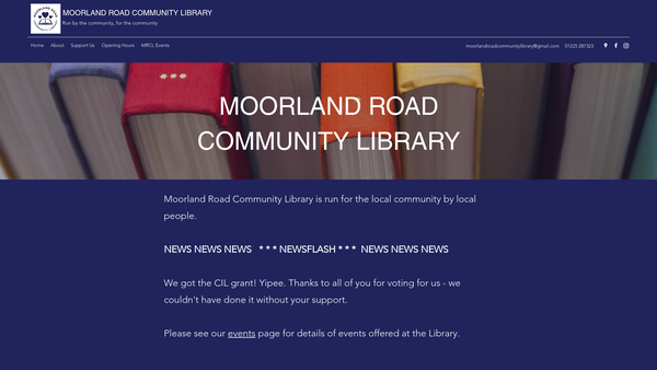 Screenshot of the Moorland Road Community Library (Bath) website