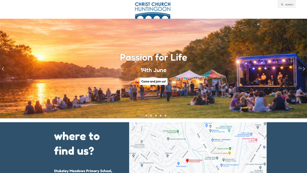 Screenshot of the Christ Church Huntingdon website