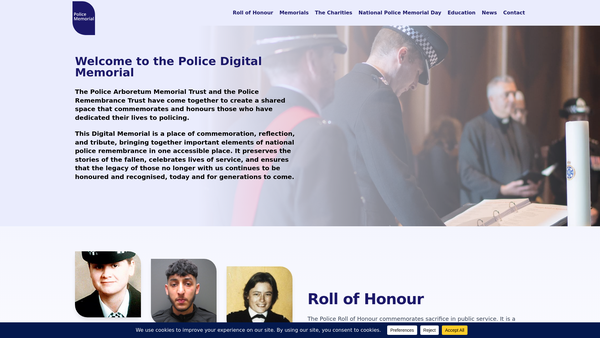 Screenshot of the Police Roll Of Honour Trust website