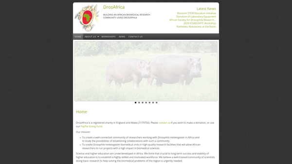 Screenshot of the Drosafrica website