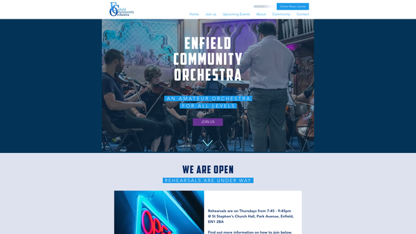 Screenshot of the Enfield Community Orchestra website