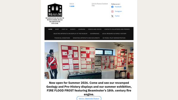 Screenshot of the The Beaminster Museum Trust website