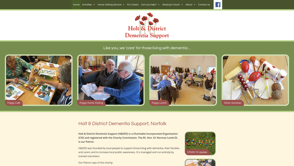 Screenshot of the Holt & District Dementia Support website