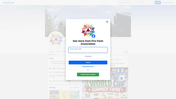 Screenshot of the Firs Farm School Association website