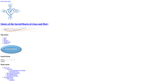 Screenshot of the Sisters Of The Sacred Hearts Of Jesus And Mary CIO website