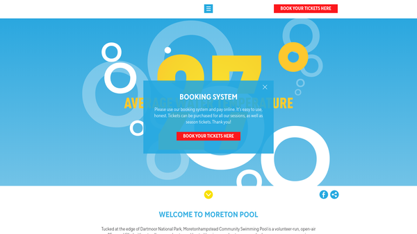 Screenshot of the Moretonhampstead Swimming Pool Trust website