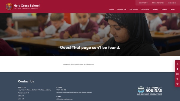 Screenshot of the Friends Of Holy Cross PTA website