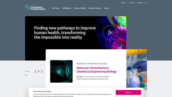 Screenshot of the The Rosalind Franklin Institute website