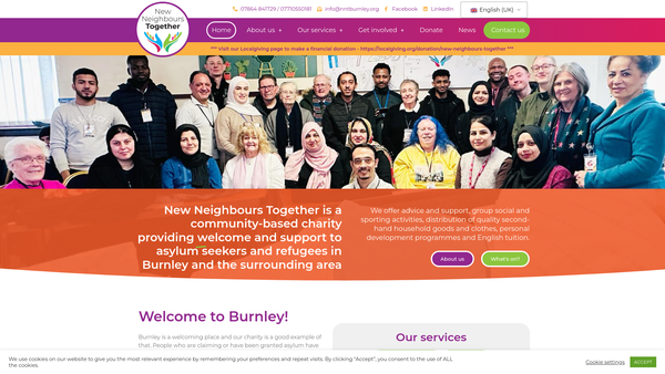 Screenshot of the New Neighbours Together CIO website