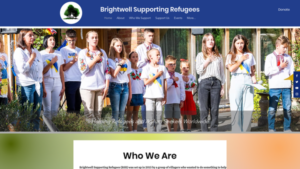 Screenshot of the Brightwell Supporting Refugees website