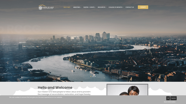 Screenshot of the The Redeemed Christian Church Of God("rccg") Chapel Of Light Parish website