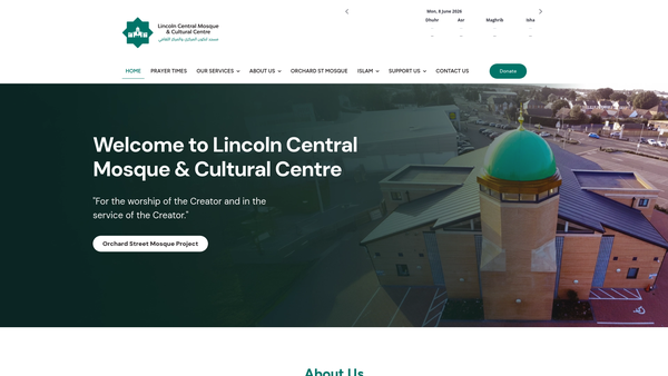 Screenshot of the The Islamic Association Of Lincoln website