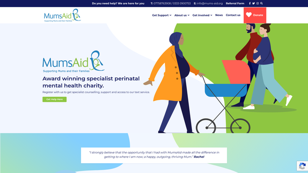 Screenshot of the Mumsaid Maternal Mental Health Support website